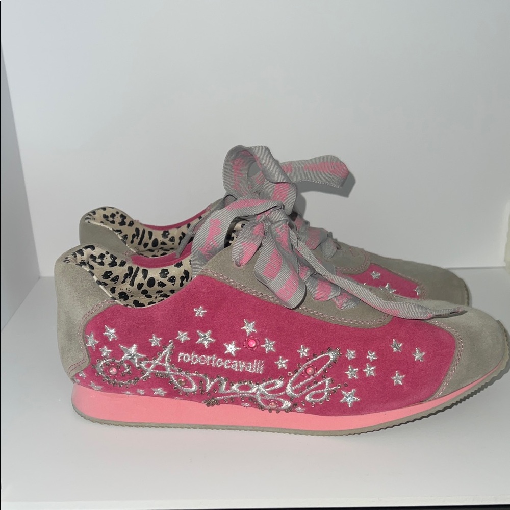 Roberto Cavalli Fuchsia and Taupe Sneakers